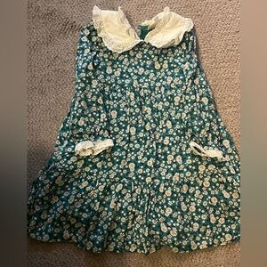 Mini Boden Teal Floral Dress with White Lace